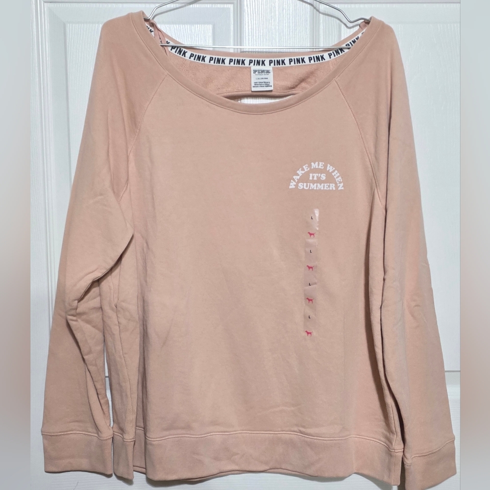 Victoria's Secret PINK Blush Crew Sweatshirt with White Text